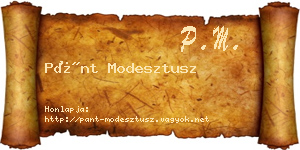 Pánt Modesztusz névjegykártya